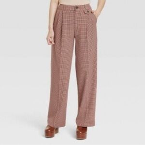 a new day Women's Wide Leg Pants in Brown Plaid